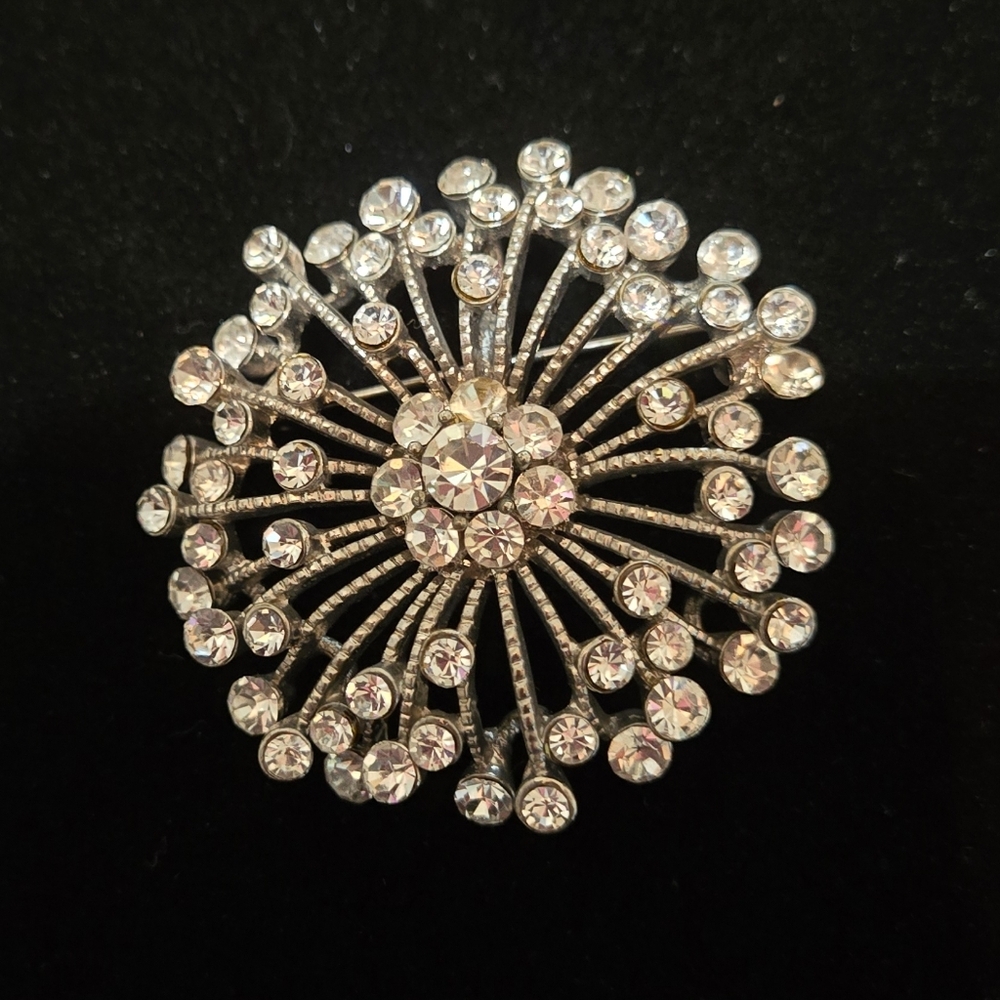 Elegant Silver Crystal Brooch